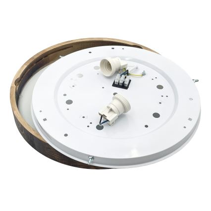 Stropní svítidlo OAK SLIM 2xE27/15W/230V pr. 37 cm dub/tmavě hnědá