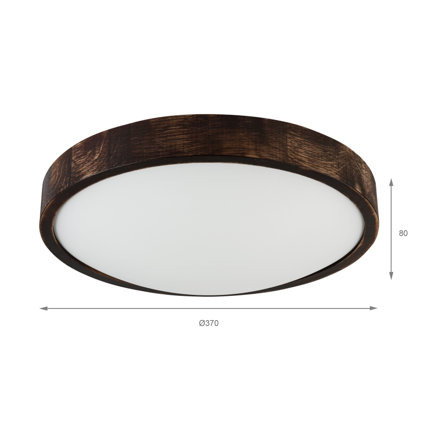 Stropní svítidlo OAK SLIM 2xE27/15W/230V pr. 37 cm dub/tmavě hnědá