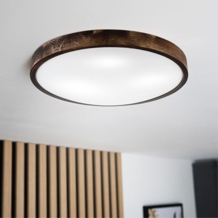 Stropní svítidlo OAK SLIM 3xE27/15W/230V pr. 47 cm dub/tmavě hnědá