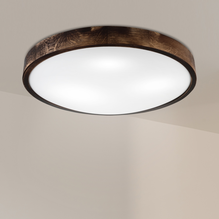 Stropní svítidlo OAK SLIM 3xE27/15W/230V pr. 47 cm dub/tmavě hnědá