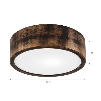 Stropní svítidlo OAK SMOKY 1xE27/15W/230V ø 27,5 cm dub/tmavě hnědá