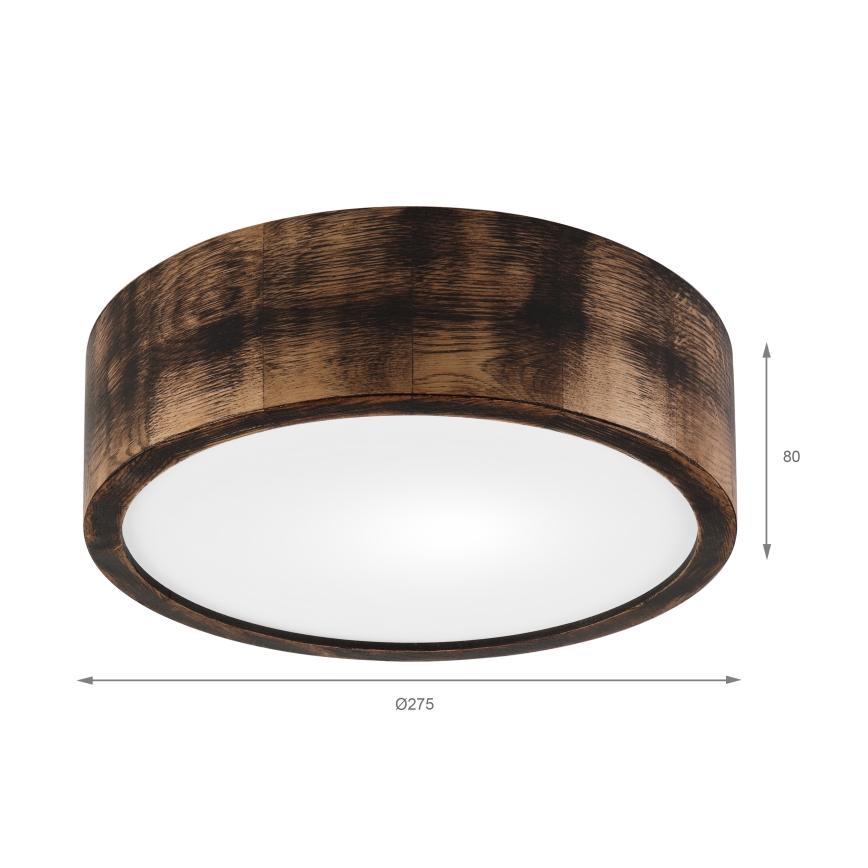 Stropní svítidlo OAK SMOKY 1xE27/15W/230V ø 27,5 cm dub/tmavě hnědá