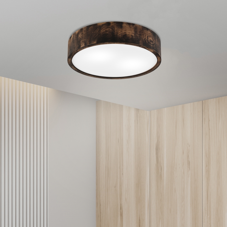 Stropní svítidlo OAK SMOKY 2xE27/15W/230V ø 37,5 cm dub/tmavě hnědá