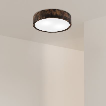 Stropní svítidlo OAK SMOKY 2xE27/15W/230V ø 37,5 cm dub/tmavě hnědá
