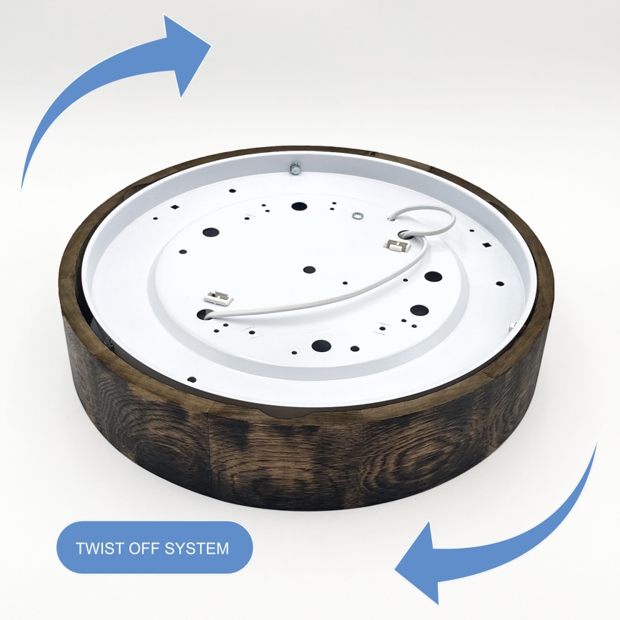 Stropní svítidlo OAK SMOKY 2xE27/15W/230V ø 37,5 cm dub/tmavě hnědá