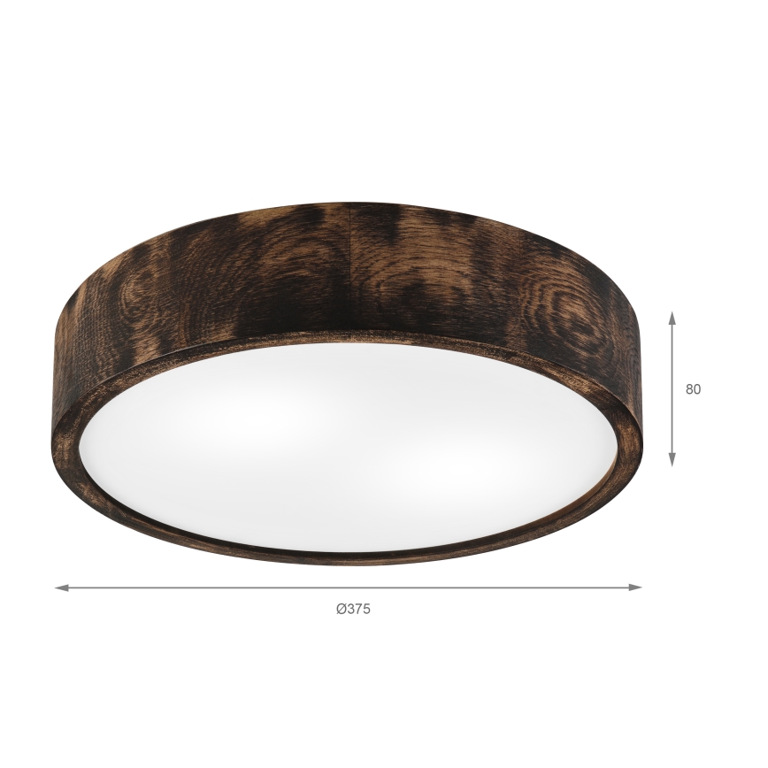 Stropní svítidlo OAK SMOKY 2xE27/15W/230V ø 37,5 cm dub/tmavě hnědá