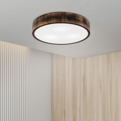 Stropní svítidlo OAK SMOKY 3xE27/15W/230V ø 47,5 cm dub/tmavě hnědá