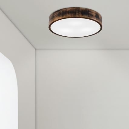 Stropní svítidlo OAK SMOKY 3xE27/15W/230V ø 47,5 cm dub/tmavě hnědá