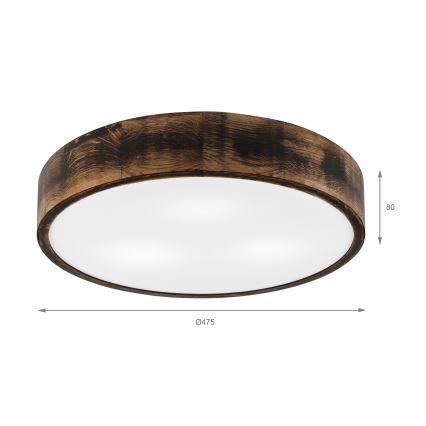 Stropní svítidlo OAK SMOKY 3xE27/15W/230V ø 47,5 cm dub/tmavě hnědá