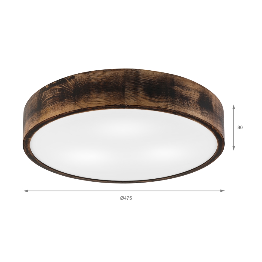 Stropní svítidlo OAK SMOKY 3xE27/15W/230V ø 47,5 cm dub/tmavě hnědá