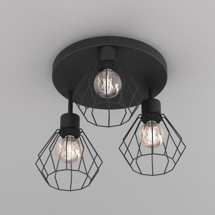 Stropní svítidlo PARKLA 3xE27/15W/230V černá