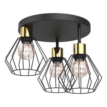 Stropní svítidlo PARKLA 3xE27/15W/230V černá/zlatá