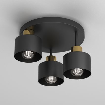 Stropní svítidlo PARKLA 3xE27/15W/230V černá/zlatá