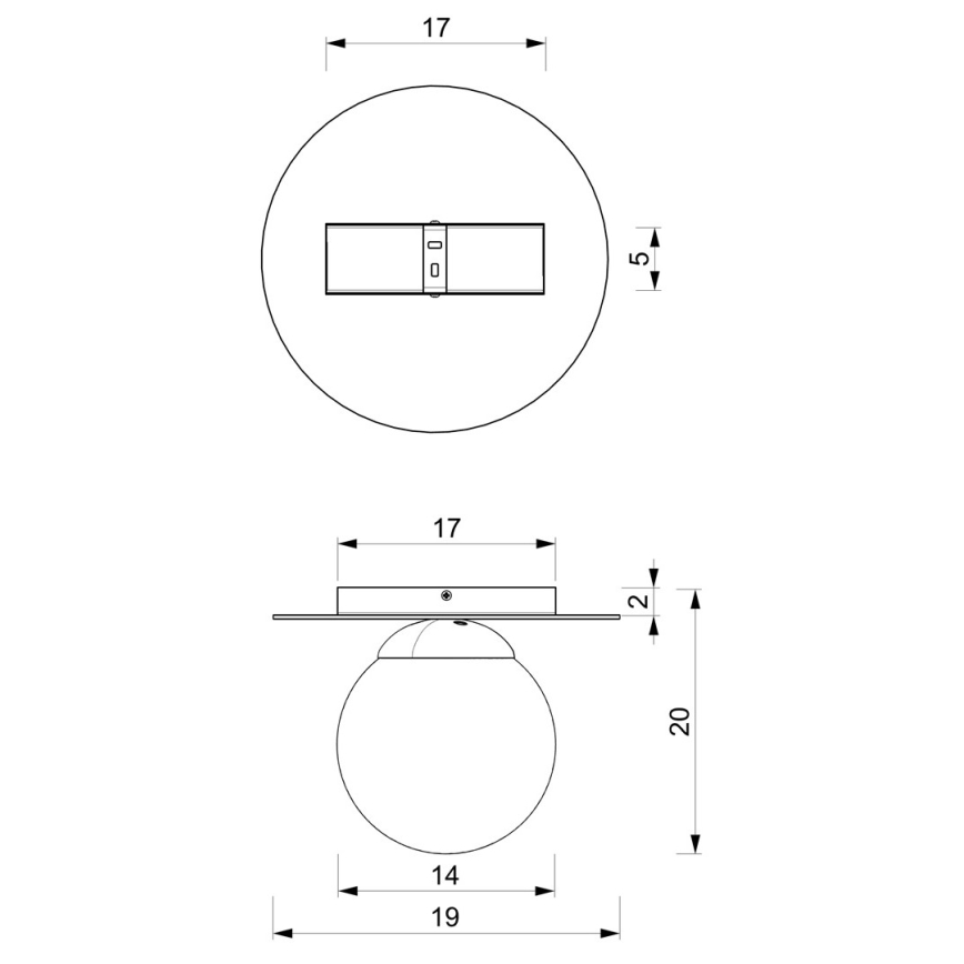 Stropní svítidlo PLATO 1xE14/40W/230V pr. 19 cm