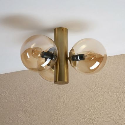 Stropní svítidlo SFERIO 3xE14/5W/230V mosaz/kouřová béžová
