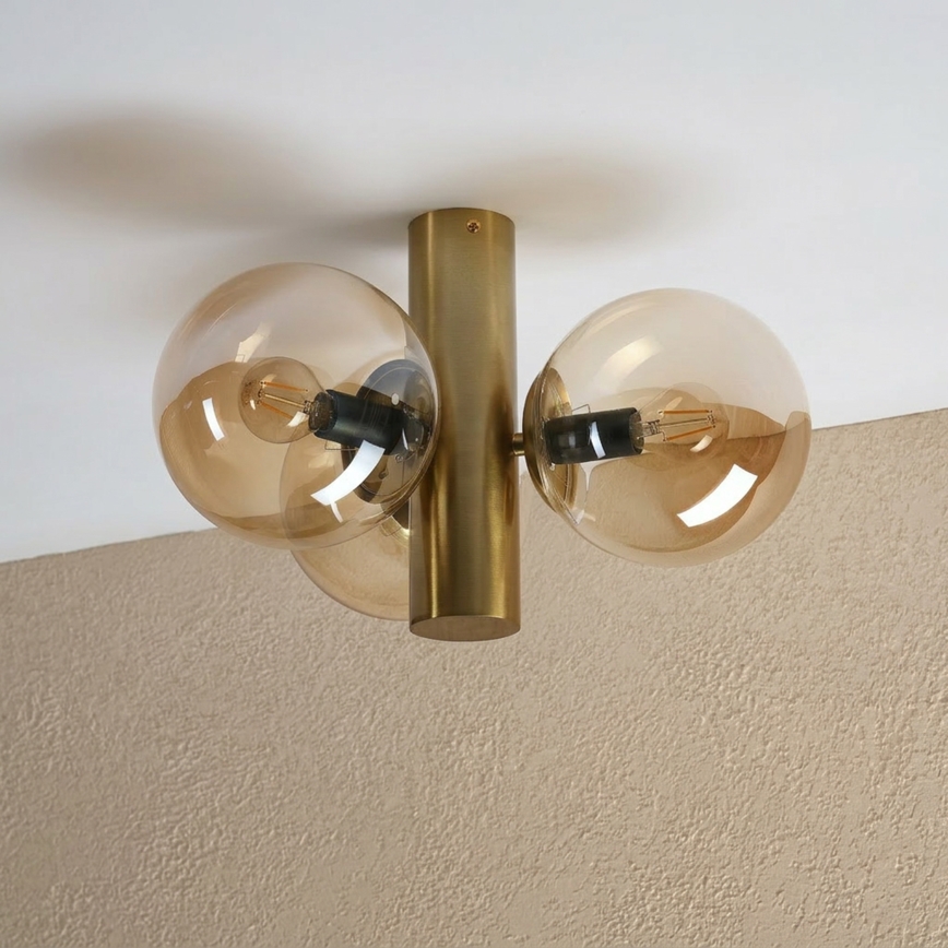 Stropní svítidlo SFERIO 3xE14/5W/230V mosaz/kouřová béžová