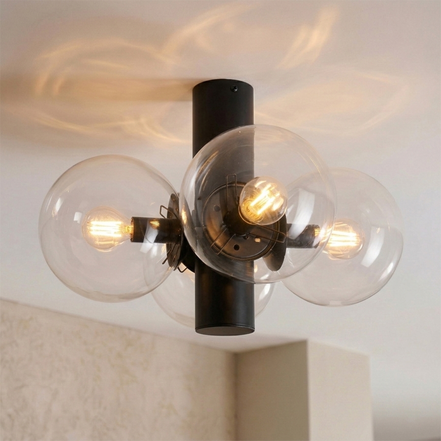 Stropní svítidlo SFERIO 4xE14/5W/230V černá/čirá