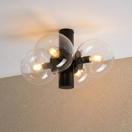 Stropní svítidlo SFERIO 4xE14/5W/230V černá/čirá