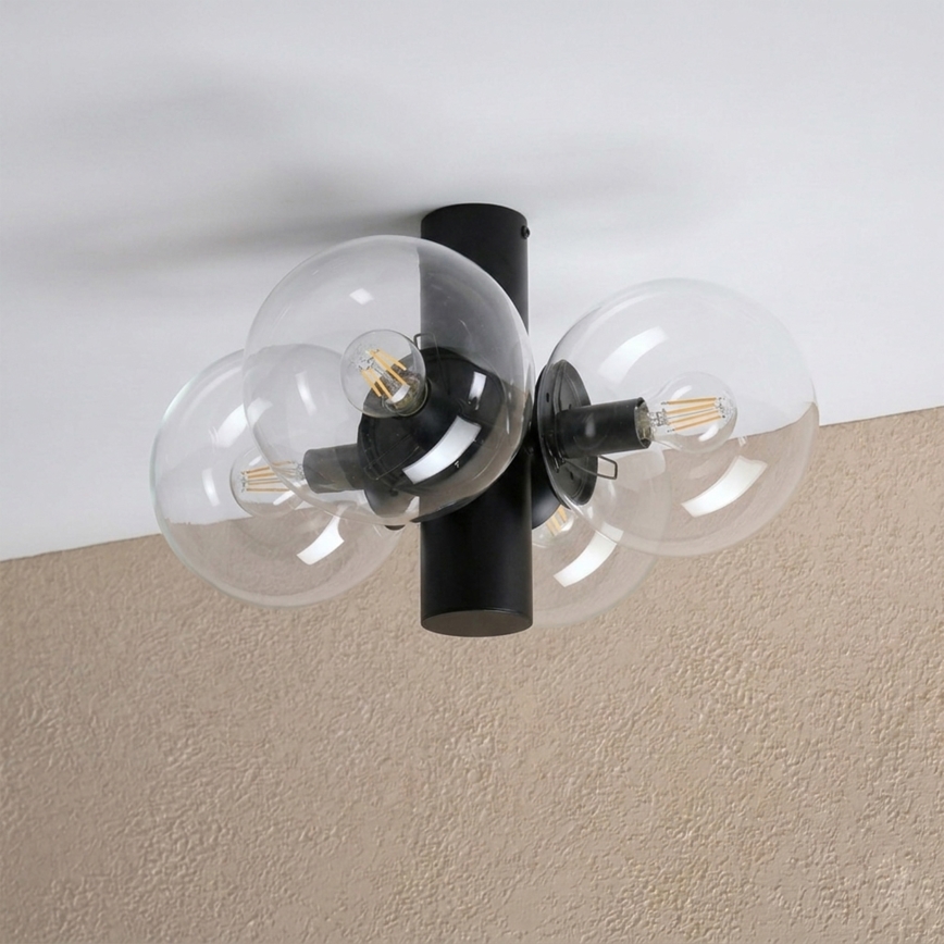 Stropní svítidlo SFERIO 4xE14/5W/230V černá/čirá