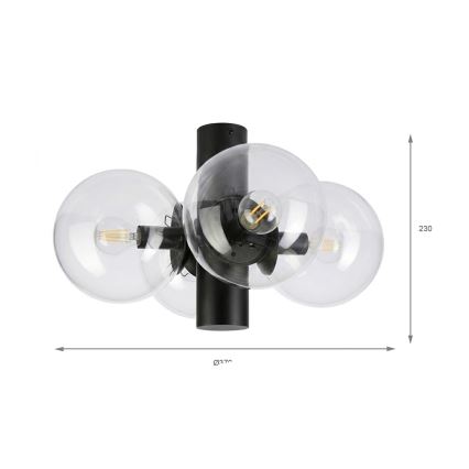Stropní svítidlo SFERIO 4xE14/5W/230V černá/čirá