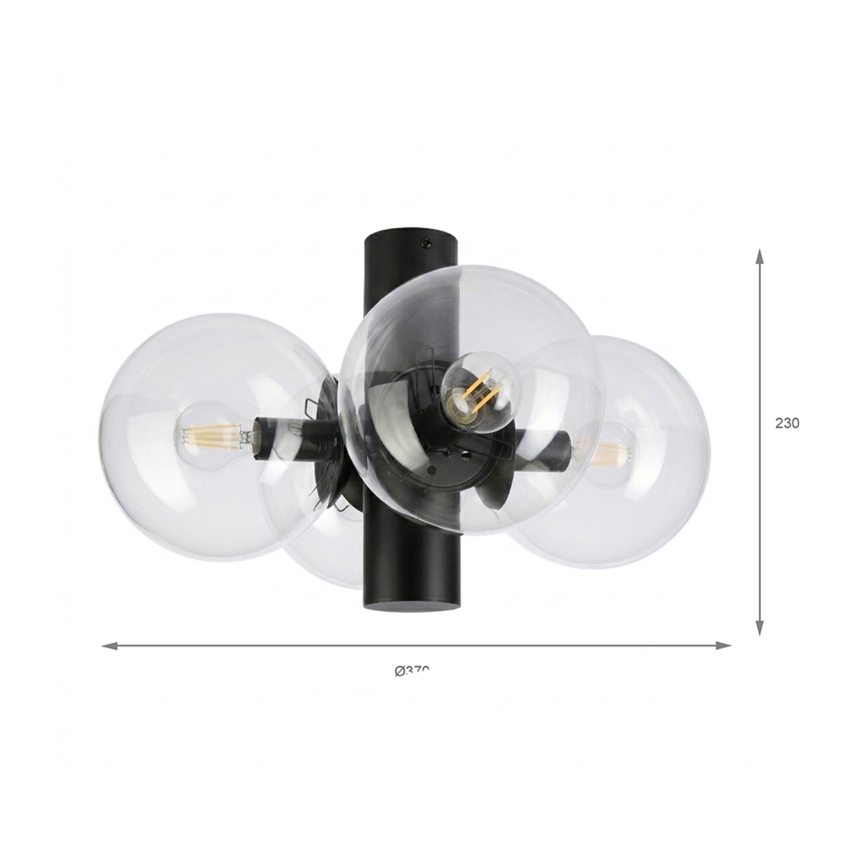 Stropní svítidlo SFERIO 4xE14/5W/230V černá/čirá
