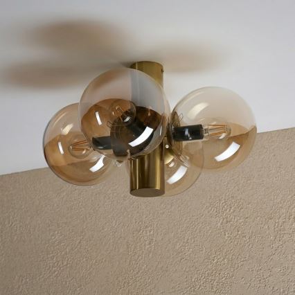 Stropní svítidlo SFERIO 4xE14/5W/230V mosaz/kouřová béžová