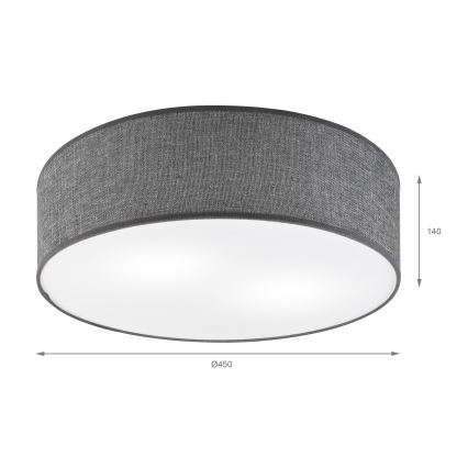 Stropní svítidlo SIRJA 2xE27/15W/230V pr. 45 cm šedá