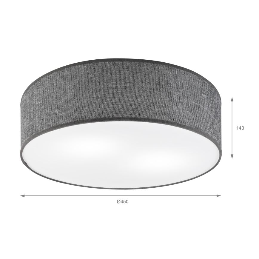 Stropní svítidlo SIRJA 2xE27/15W/230V pr. 45 cm šedá