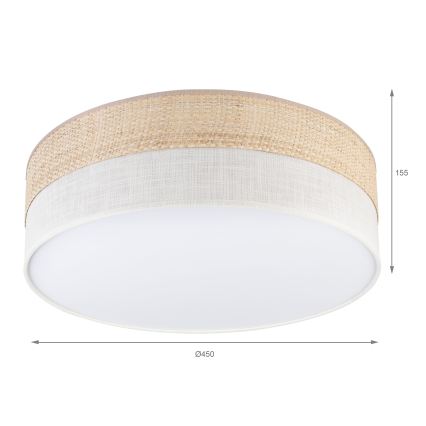 Stropní svítidlo SIRJA BOHO 2xE27/15W/230V pr. 45 cm béžová/krémová