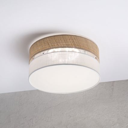 Stropní svítidlo SIRJA DOUBLE BOHO 2xE14/15W/230V pr. 35 cm béžová/bílá