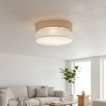 Stropní svítidlo SIRJA DOUBLE BOHO 2xE14/15W/230V pr. 35 cm béžová/krémová