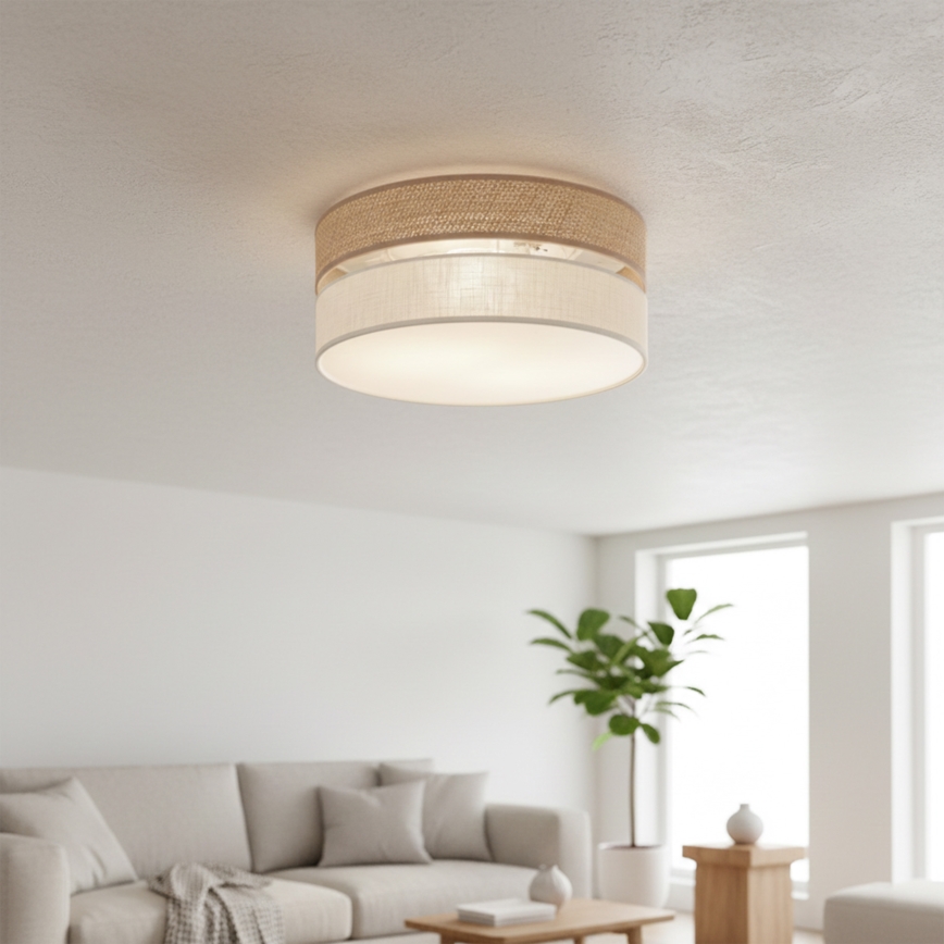 Stropní svítidlo SIRJA DOUBLE BOHO 2xE14/15W/230V pr. 35 cm béžová/krémová