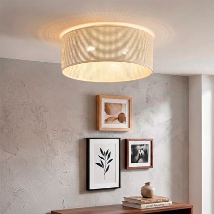 Stropní svítidlo SIRJA PLISADO 2xE27/15W/230V pr. 35 cm krémová