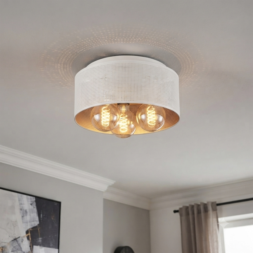 Stropní svítidlo SIRJA PLISADO 3xE27/15W/230V pr. 35 cm bílá/zlatá
