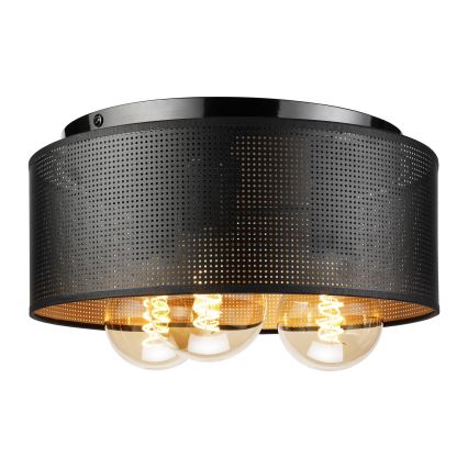 Stropní svítidlo SIRJA PLISADO 3xE27/15W/230V pr. 35 cm černá/zlatá