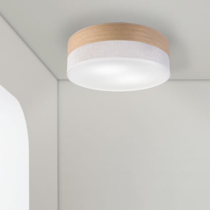 Stropní svítidlo SIRJA WOOD 2xE27/15W/230V pr. 45 cm bílá/dub
