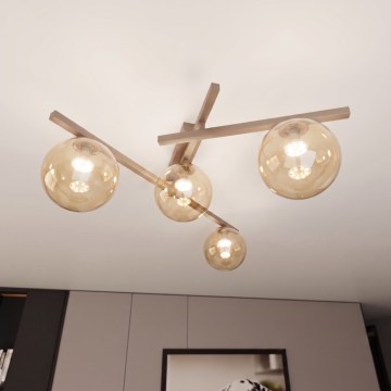 Stropní svítidlo SMART 4xE14/10W/230V béžová/kouřová béžová