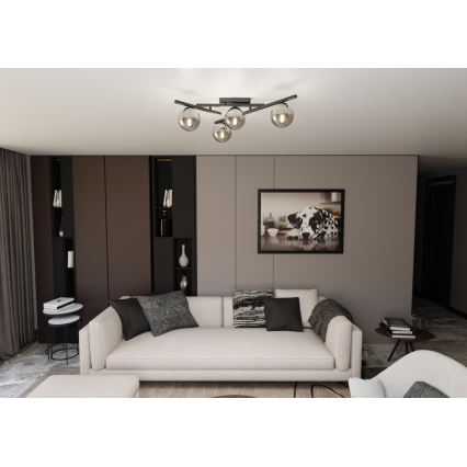Stropní svítidlo SMART 4xE14/10W/230V černá/šedá