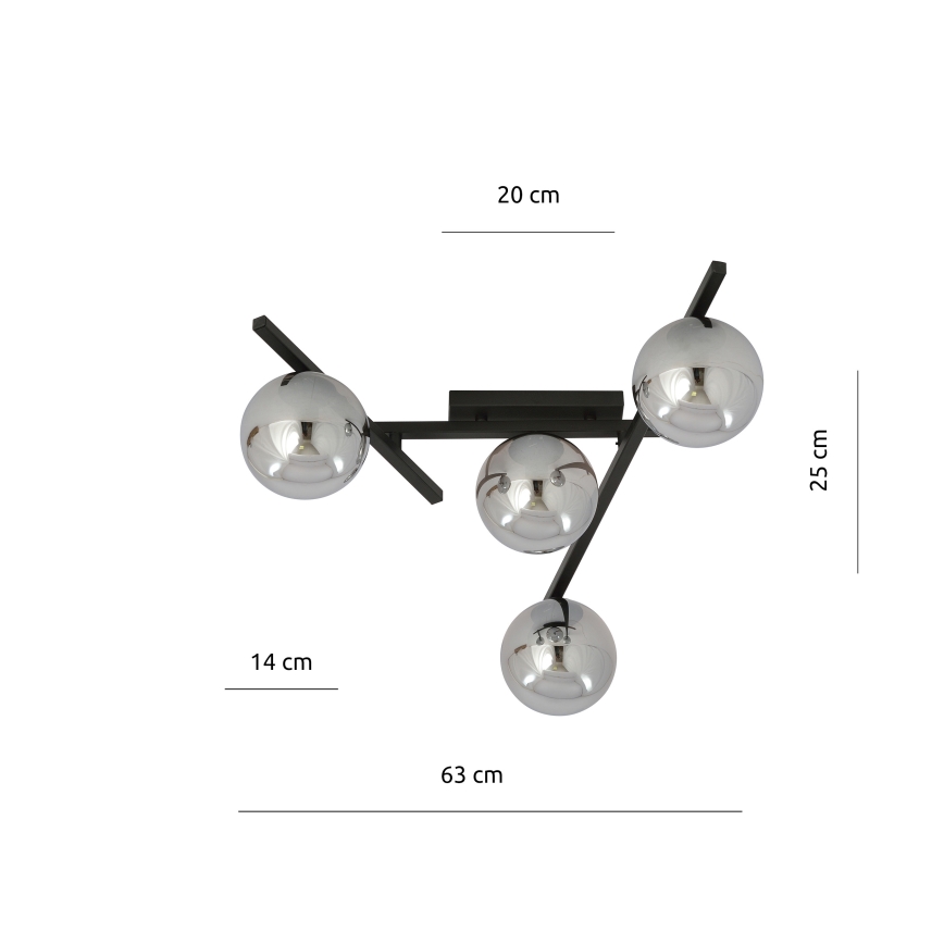 Stropní svítidlo SMART 4xE14/10W/230V černá/šedá