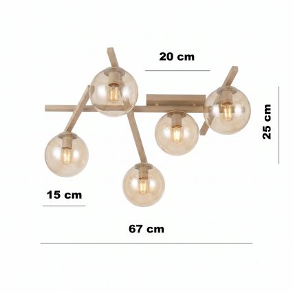 Stropní svítidlo SMART 5xE14/10W/230V béžová/kouřová béžová