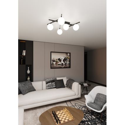 Stropní svítidlo SMART 5xE14/10W/230V černá/bílá