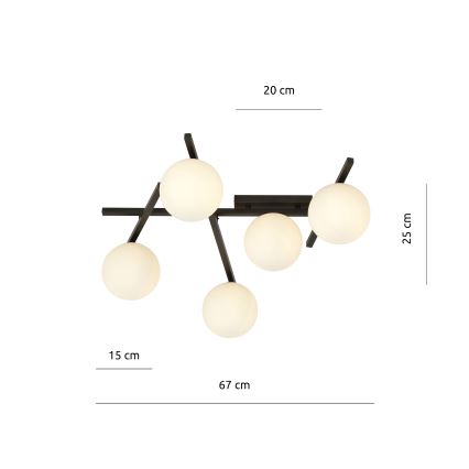 Stropní svítidlo SMART 5xE14/10W/230V černá/bílá