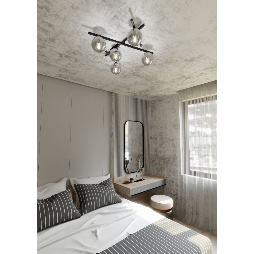 Stropní svítidlo SMART 5xE14/10W/230V černá/šedá