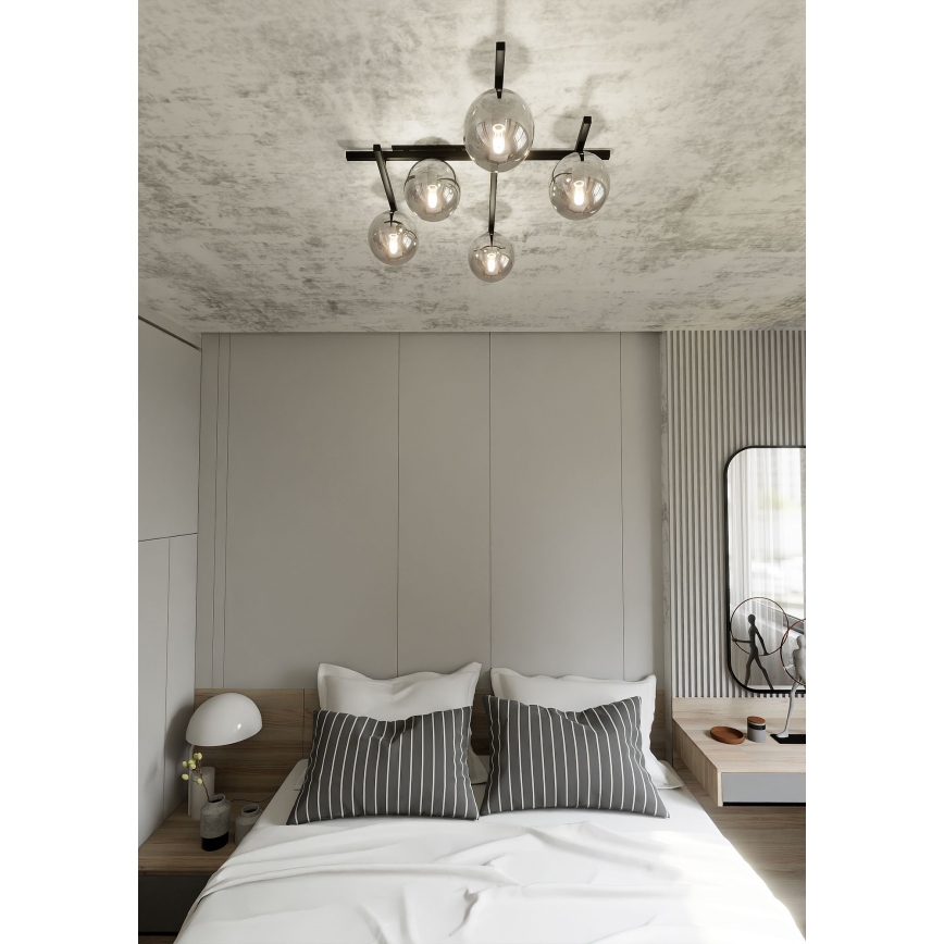 Stropní svítidlo SMART 5xE14/10W/230V černá/šedá