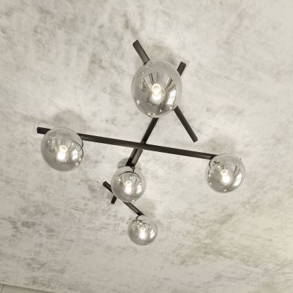 Stropní svítidlo SMART 5xE14/10W/230V černá/šedá