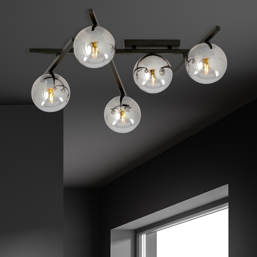 Stropní svítidlo SMART 5xE14/10W/230V černá/šedá
