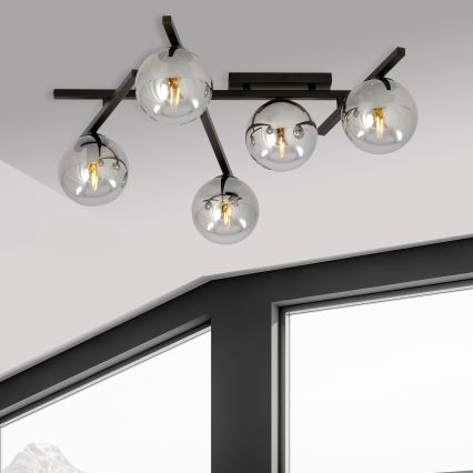 Stropní svítidlo SMART 5xE14/10W/230V černá/šedá