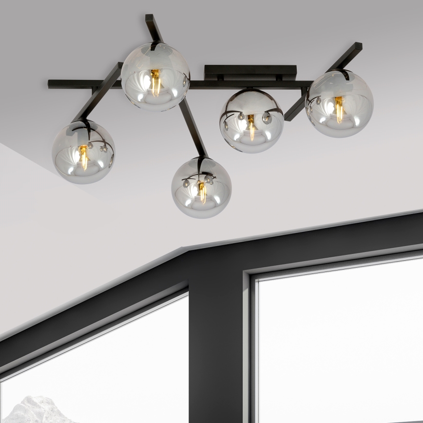 Stropní svítidlo SMART 5xE14/10W/230V černá/šedá