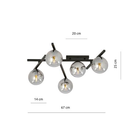 Stropní svítidlo SMART 5xE14/10W/230V černá/šedá