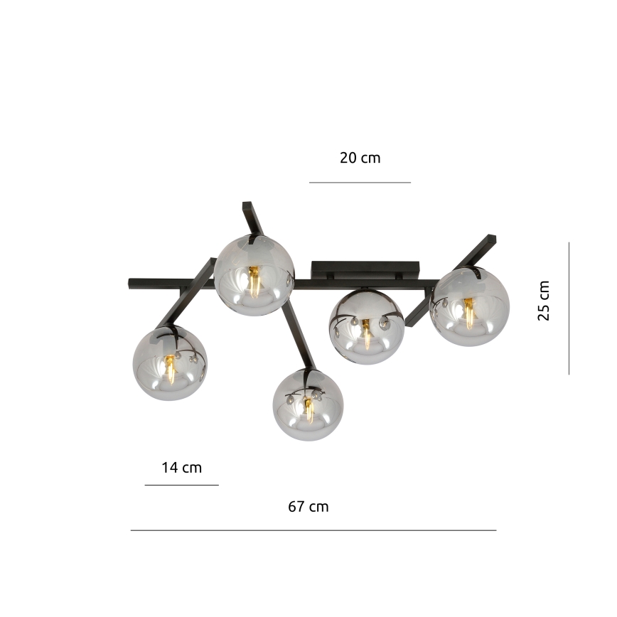 Stropní svítidlo SMART 5xE14/10W/230V černá/šedá